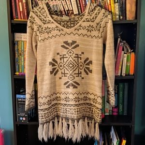 Flying Tomato Hooded Sweater with Fringe